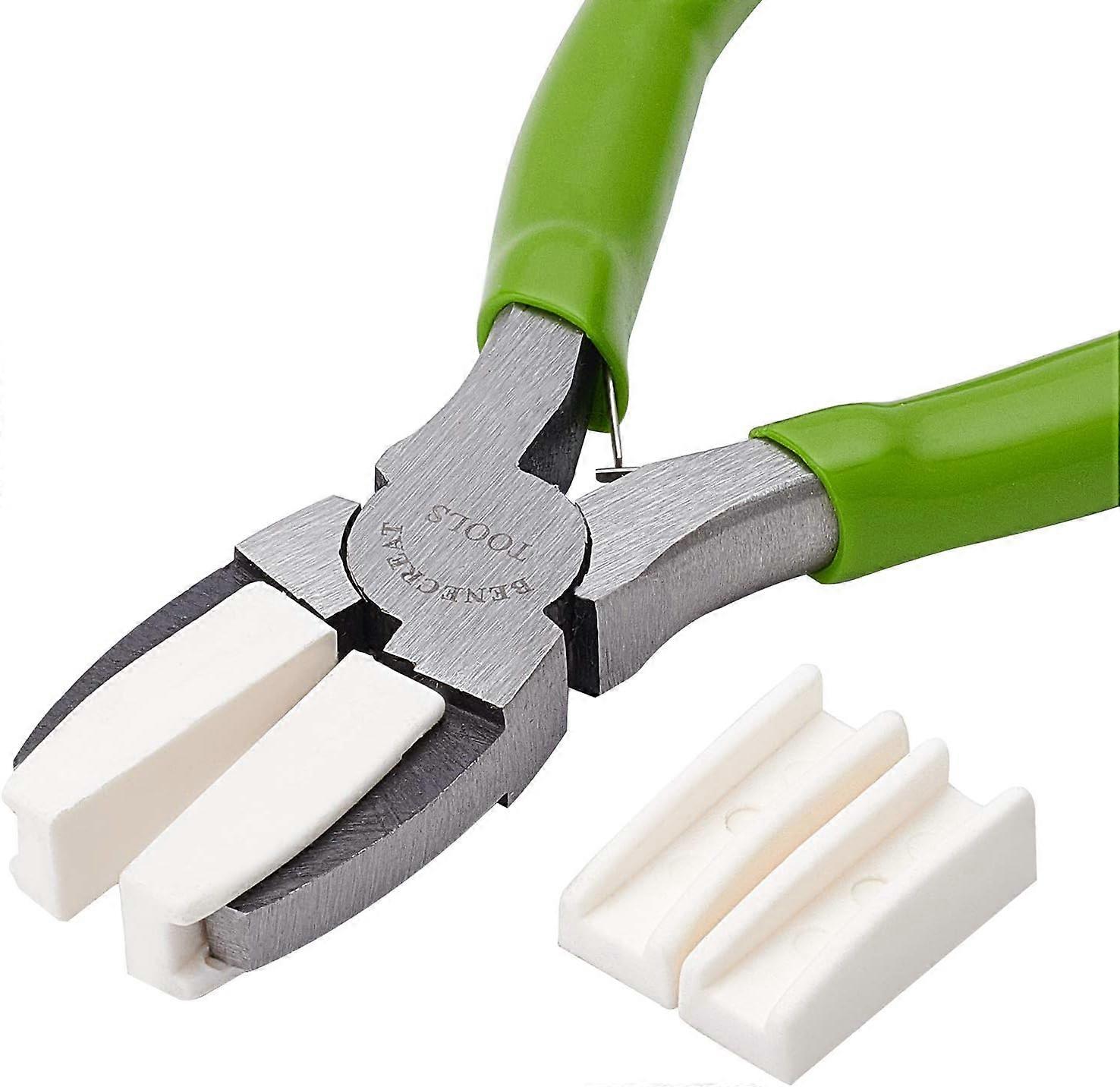Double Nylon Jaw Pliers Flat Nose Pliers with Adhesive Jaws for DIY Jewelry Making Hobby Projects Green DIY