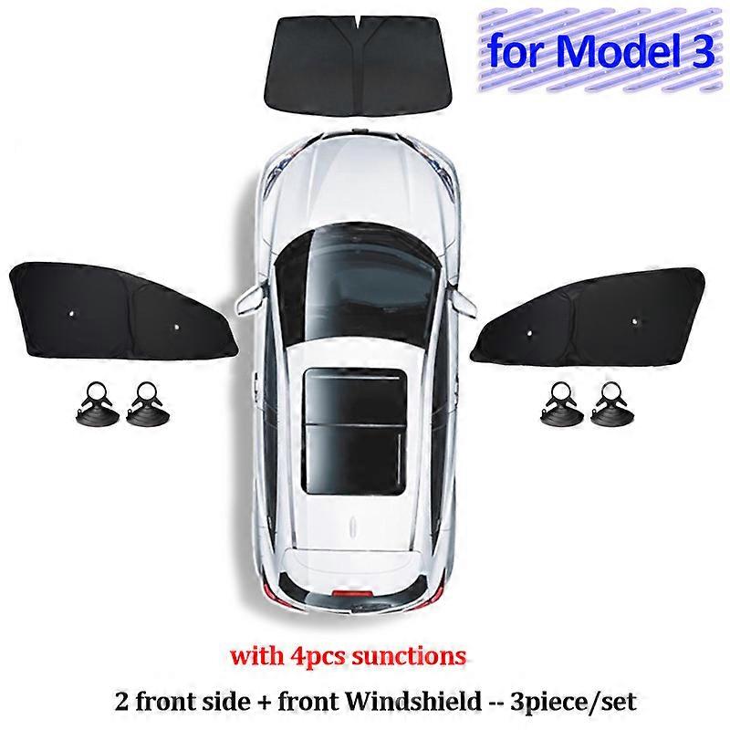 Parasol de coche para Tesla Model 3 Y X S 2017-2023 Ventana lateral delantera Cubierta de parasol personalizada con accesorios de parabrisas trasero de succión