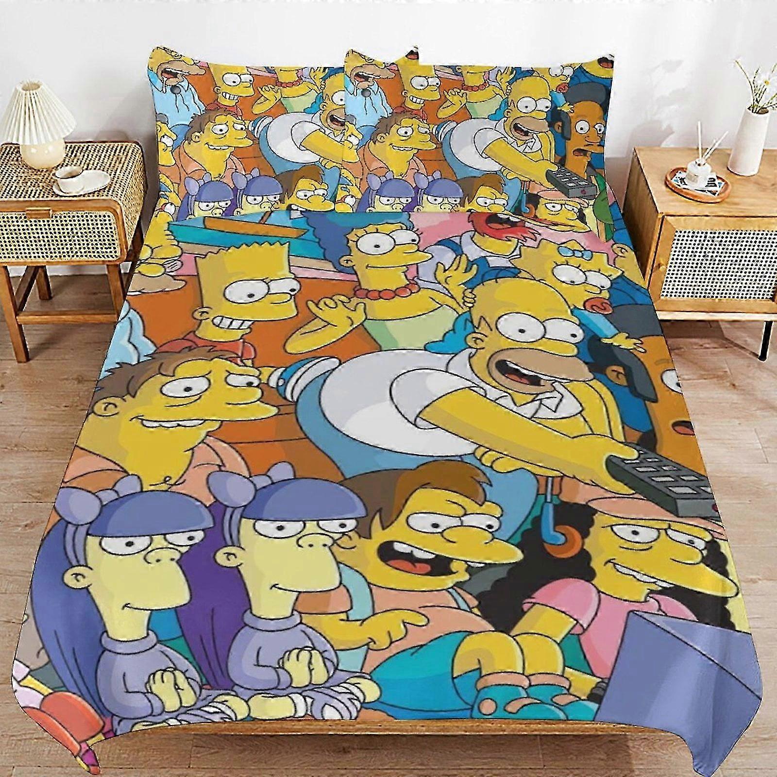 v180 Draps de lit Les Simpsons Lit Housse de couette Literie en microfibre Se3D Printed Lightweight3 Piece Comforter Se, vous apporte wath (1 Housse de couette et 2 Pi