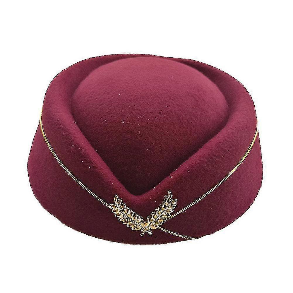 Autumn Winter Airline Stewardess Cap Imitation Wool Uniform Plane Stewardess Cap Cosplay Stage Perform Women Ladies Cap New