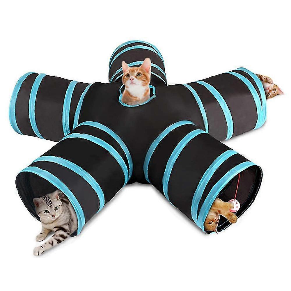 Cat Tunnel Toy 5 Way, Collapsible Pet Play Tunnel Tube With Storage Bag For Cats, Puppy, Rabbits, Guinea Pig, Indoor And Outdoor Use