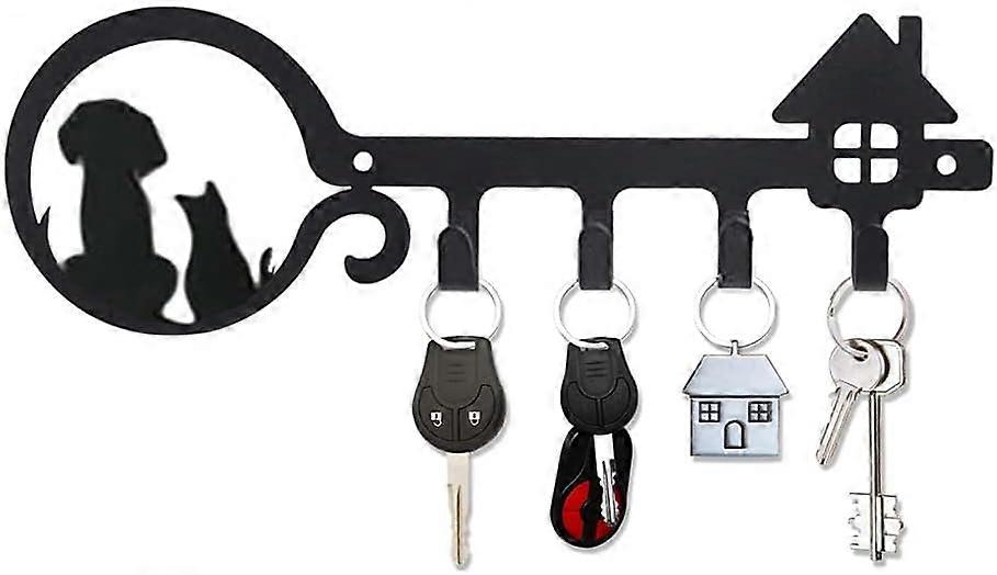 25.5 x 7 x 3.5cm, Home Decor Wall Key Holder, Wall Mounted Key Holder, Key Hook, Wall Mounted Coat Rack, Coat Hook, Black Sleek Modern Easy to Install