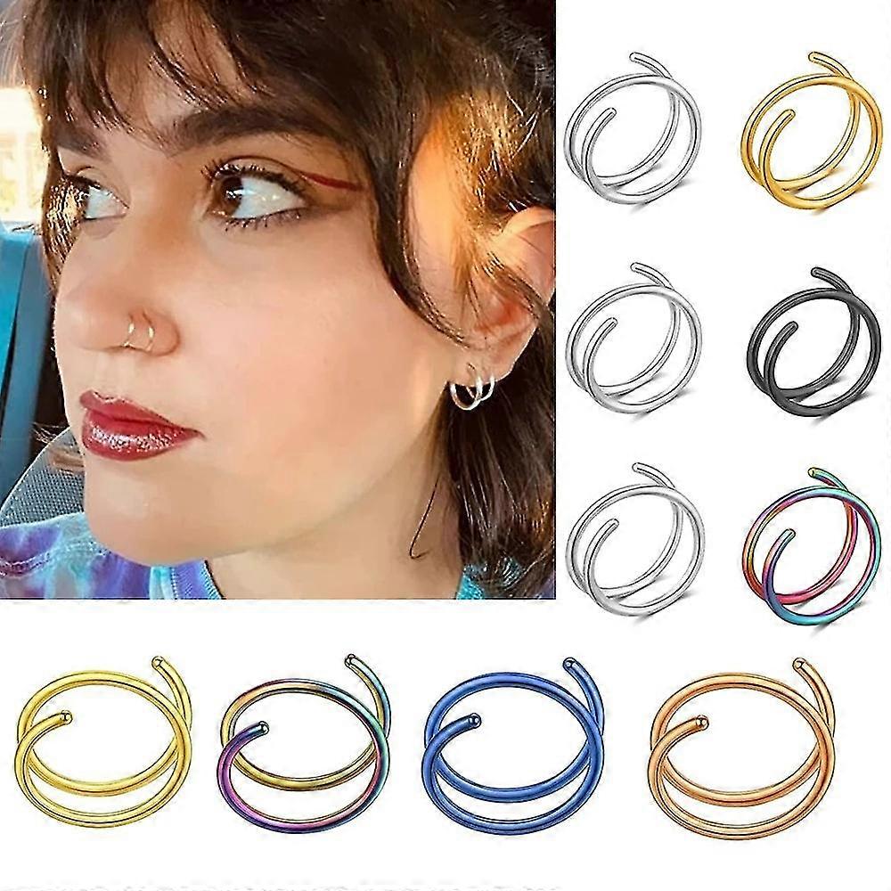10 stk dobbelt næsebøjlering til enkelt piercing næsebøjle, twist næsering bøjle til kvinder, spiral næsebøjle til piger, næsebor piercing smykker, Spir