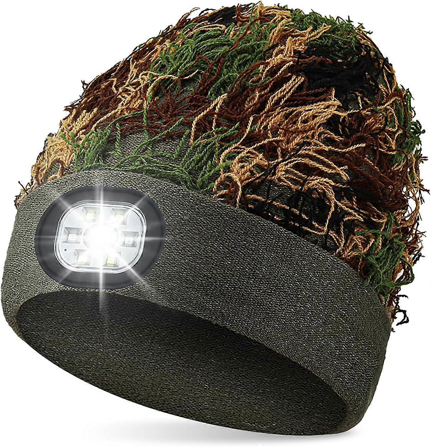 Upgraded LED Light Up Beanie with USB Rechargeable LED Hat with Flashlight Light Built-in Beanie, Adjustable Brightness Headlamp, Winter Gift for Men 