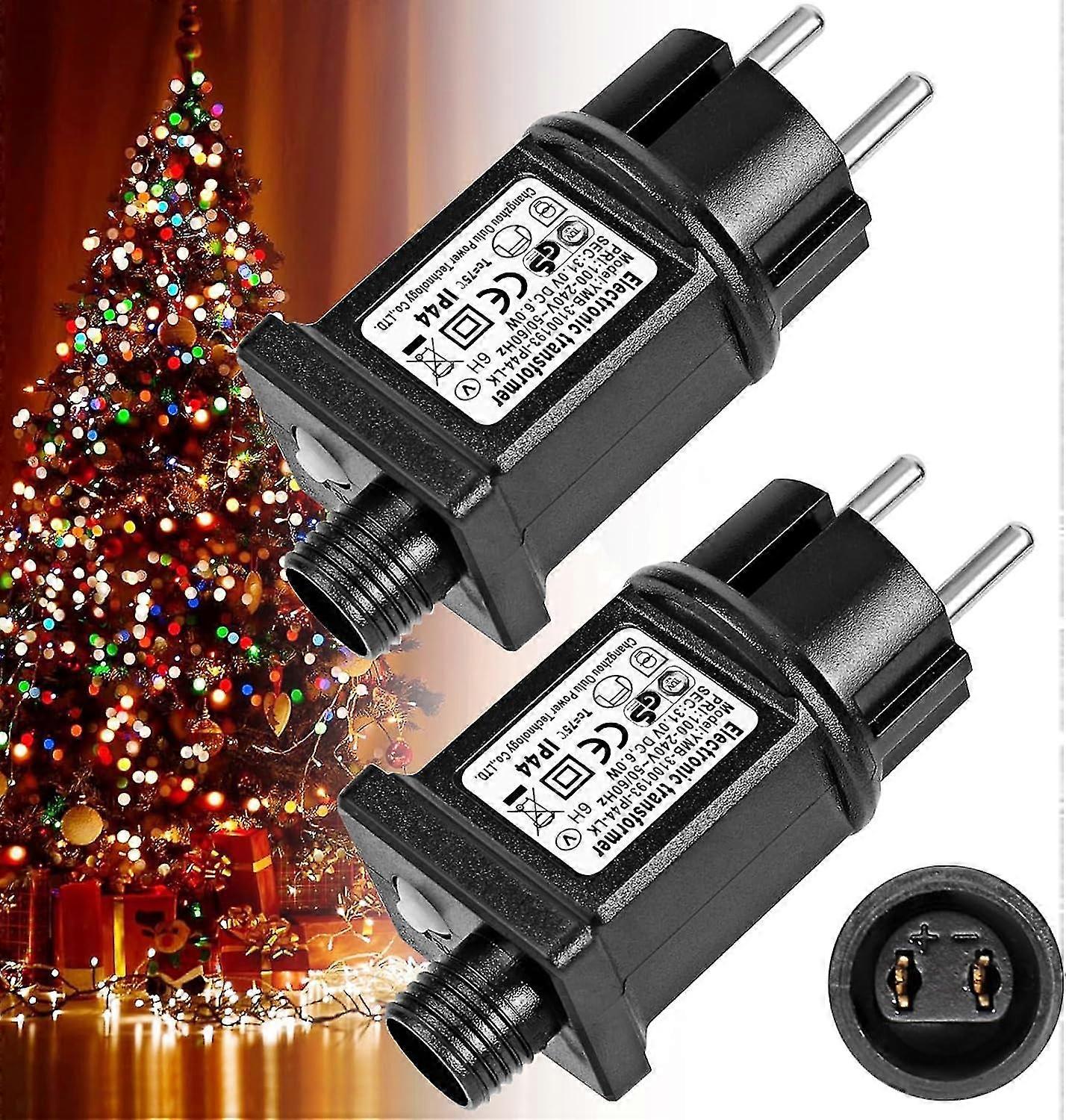 Light String Power Transformer, 2pcs 31v 6w LED Power Transformer, Low Voltage Flash Light Driver Adapter IP44 with 8 Modes, Timer and Memory Function