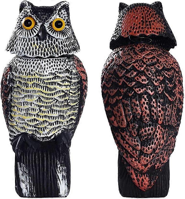 Owl with 360 Rotating Head Scare Birds/Pigeon/Seagull/Crow Plastic Realistic Owl Owl Statues Owl St