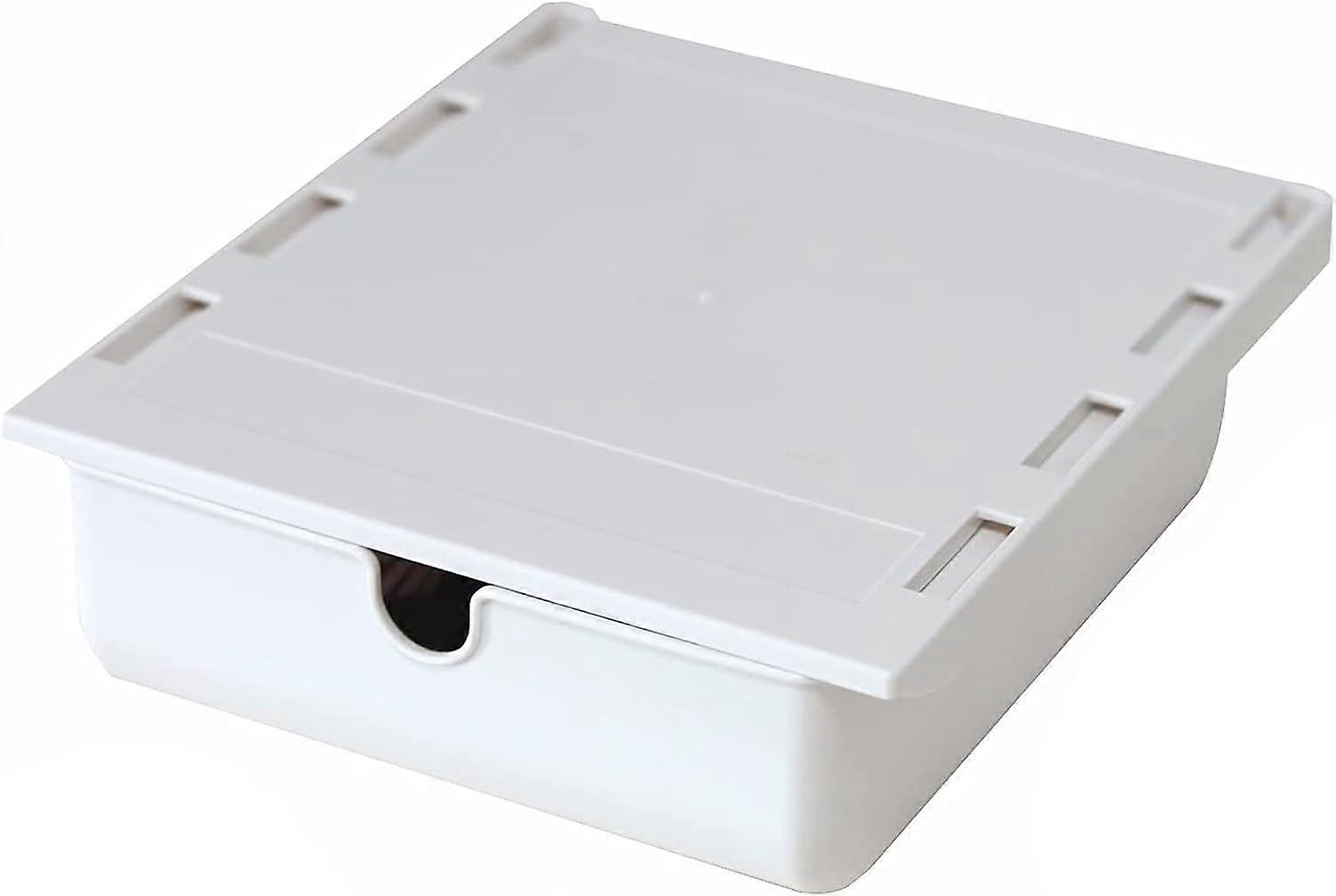 Self Adhesive Storage Drawer Hidden Drawer Under Desk Drawer Under Desk Storage Box (White)