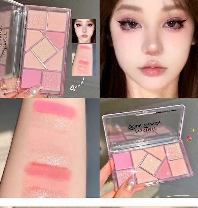 9-Color Eyeshadow and Contour Palette - Glitter, Matte, and Shimmer Shades for Stage Makeup