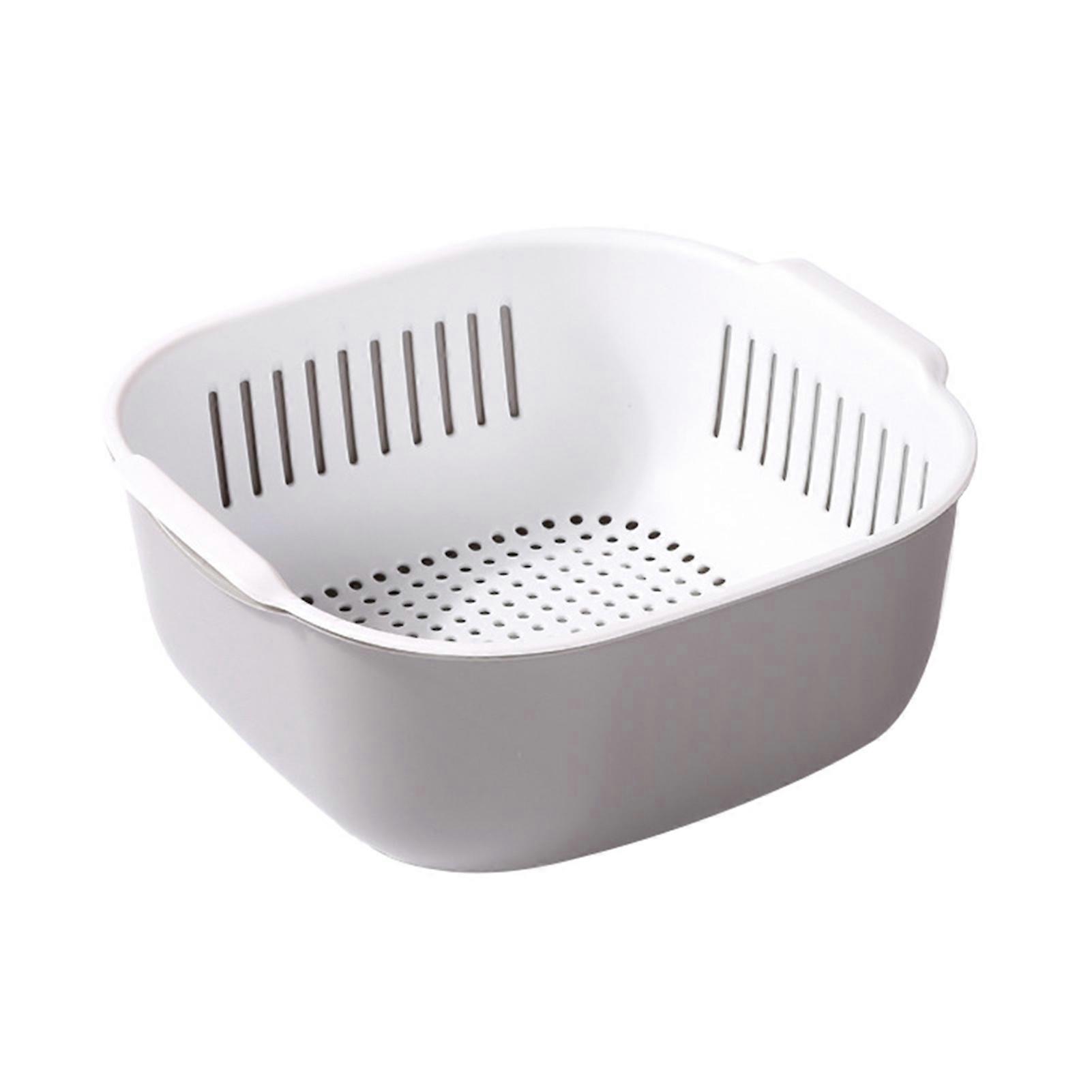1 Set Large Capacity Washing Strainer Bowl Both Sides Handle PP Vegetable Cleaning Draining Bowl Kitchen Assistant
