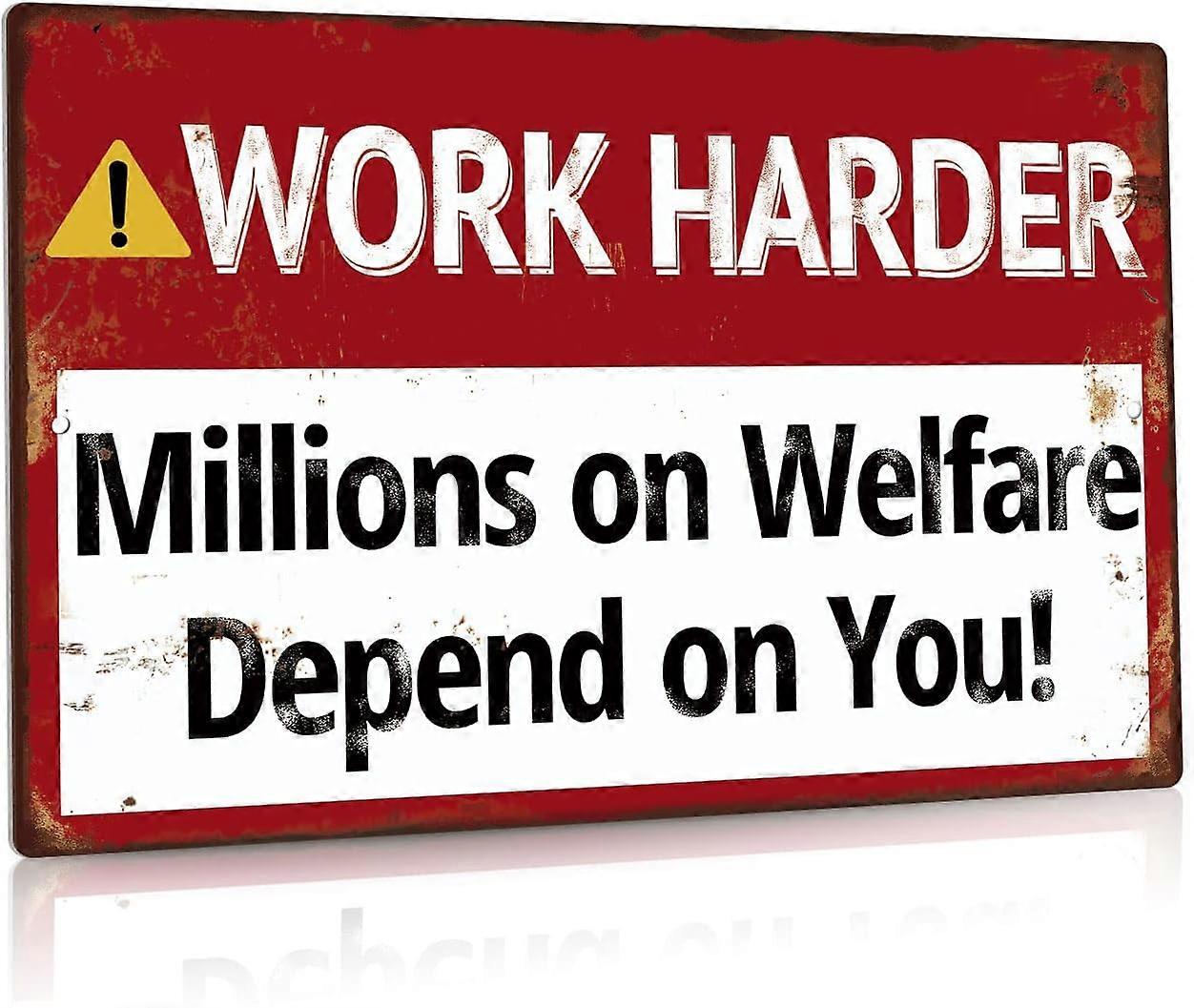 عمل ملهم مضحك أصعب الملايين على الرفاهية تعتمد عليك علامة معدنية ، ديكور مرآب عتيق ، ألومنيوم 12 × 8 بوصة