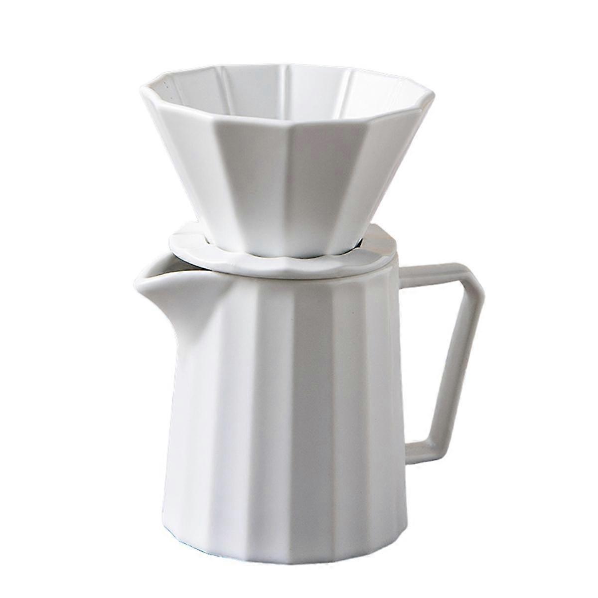 Coffee Drip Filter 1-2 Cups Ceramic Coffee Dripper Permanent Pour over Coffee Maker with Separate Stand for Filte 400ml