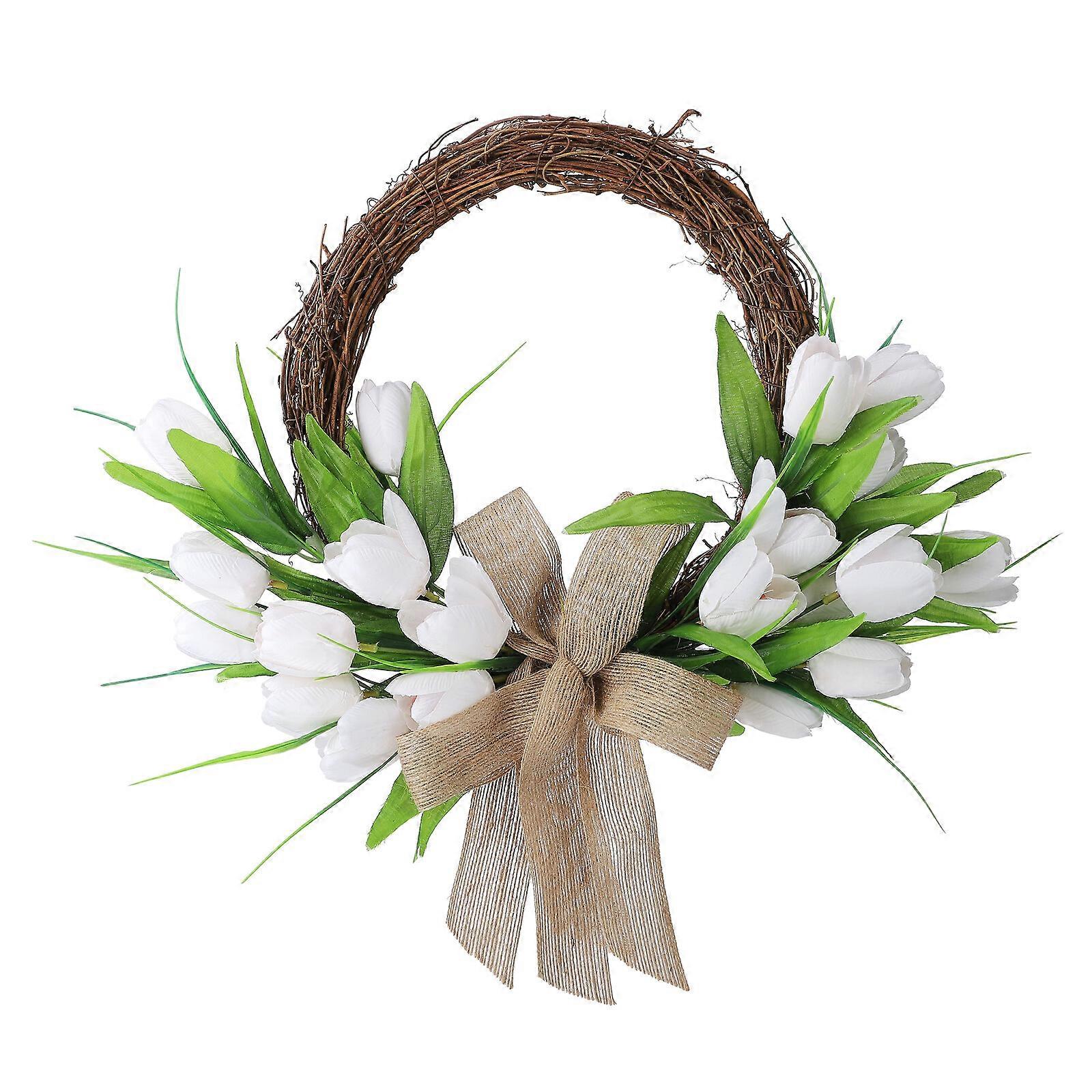 European-style Simulation Tulip Wreath Rattan Ornaments The Dreamy Front Door For Festive Wreath