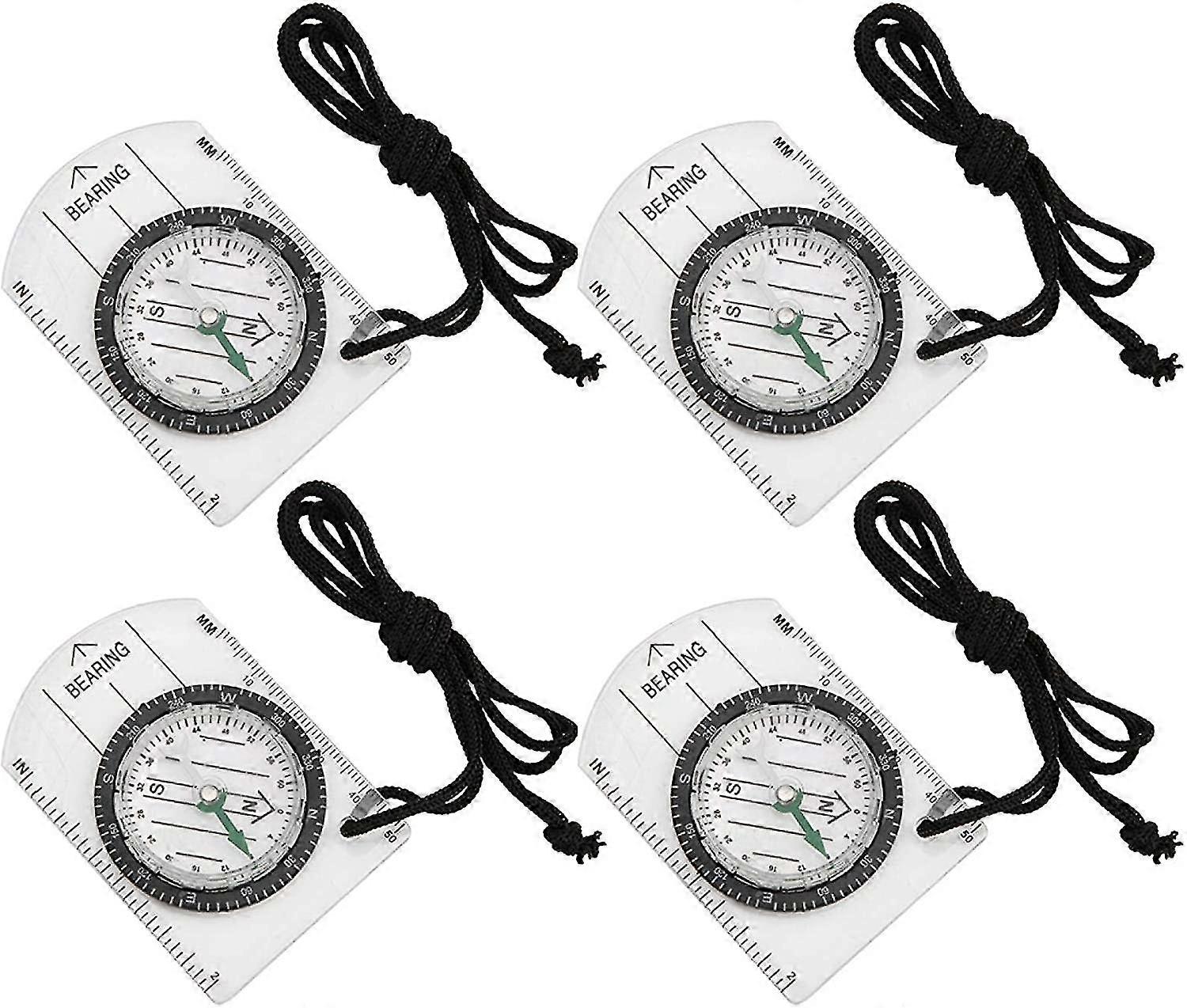 Survival Compass Hiking, Orienteering Compass For Hiking Backpacking Compass - Professional Field Compass For Map Reading (4pcs, White)