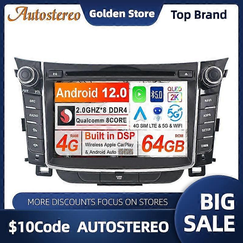 Android 13 Car GPS Navigation For Hyundai I30 Elantra GT 2012-2016 Auto Stereo Multimedia Player Radio Recorder HeadUnit Carplay