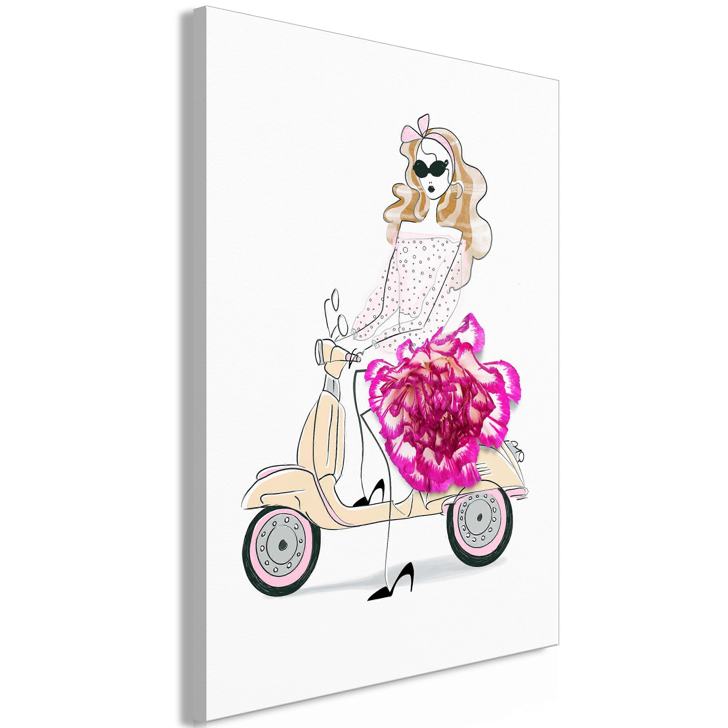 Canvas print - tyttö skootterilla (1 osa) pystysuora