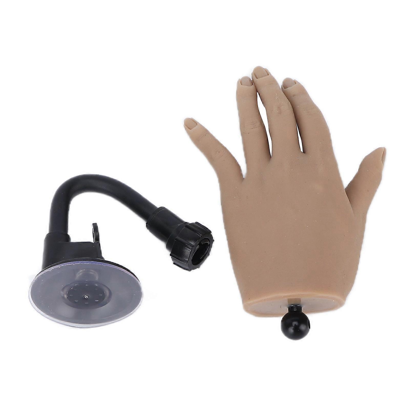 Fake Hand Model Silicone Reusable Nail Art Practice Hand with Fixing Rack for Beginner Practice LearningLeft Hand