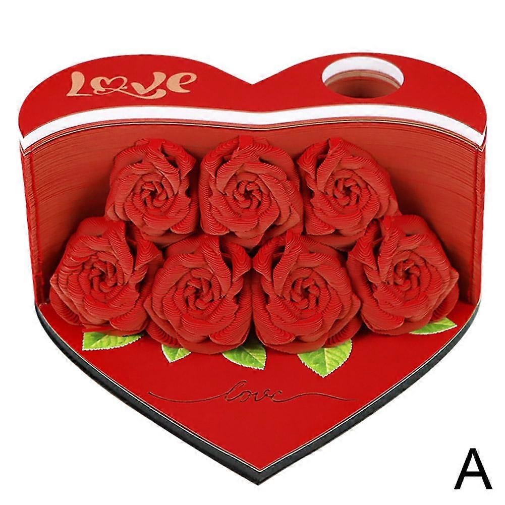 3D Memo Paper Love Rose Paper Carving Calendar 2025