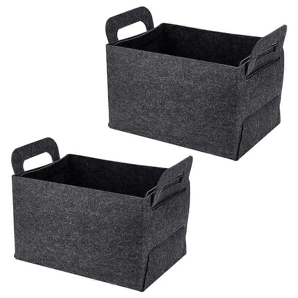 Foldable Felt Basket Storage Box for Storing Home Towel Toy Books Rectangle Black Finishde Product: 41x24x28cm