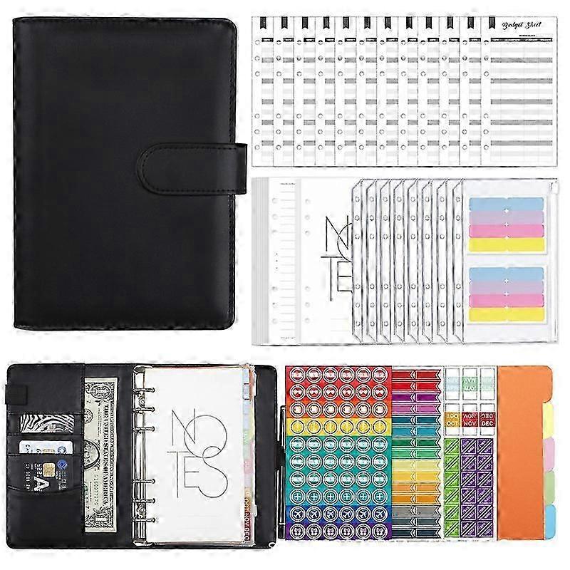 PU Leather Loose Leaf Notebook A6 Money Cover Budget Folder