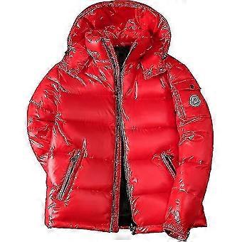 Heren Glanzend Donsjack Herenjas Opstaande Kraag Downjack Met Capuchon Rood 2XL