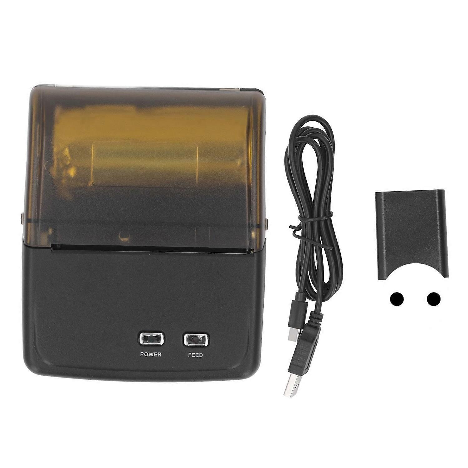 Thermal Printer 80MM 203dpi Ink Free Mini Portable Printer Machine AC 110‑240V for Home Work Travel