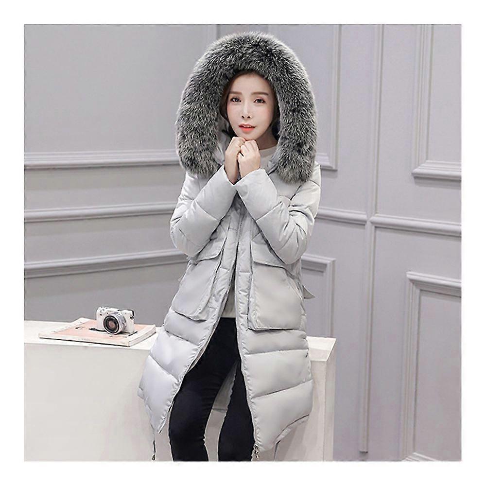 Winter women's down jacket slim mid-length thick fox fur