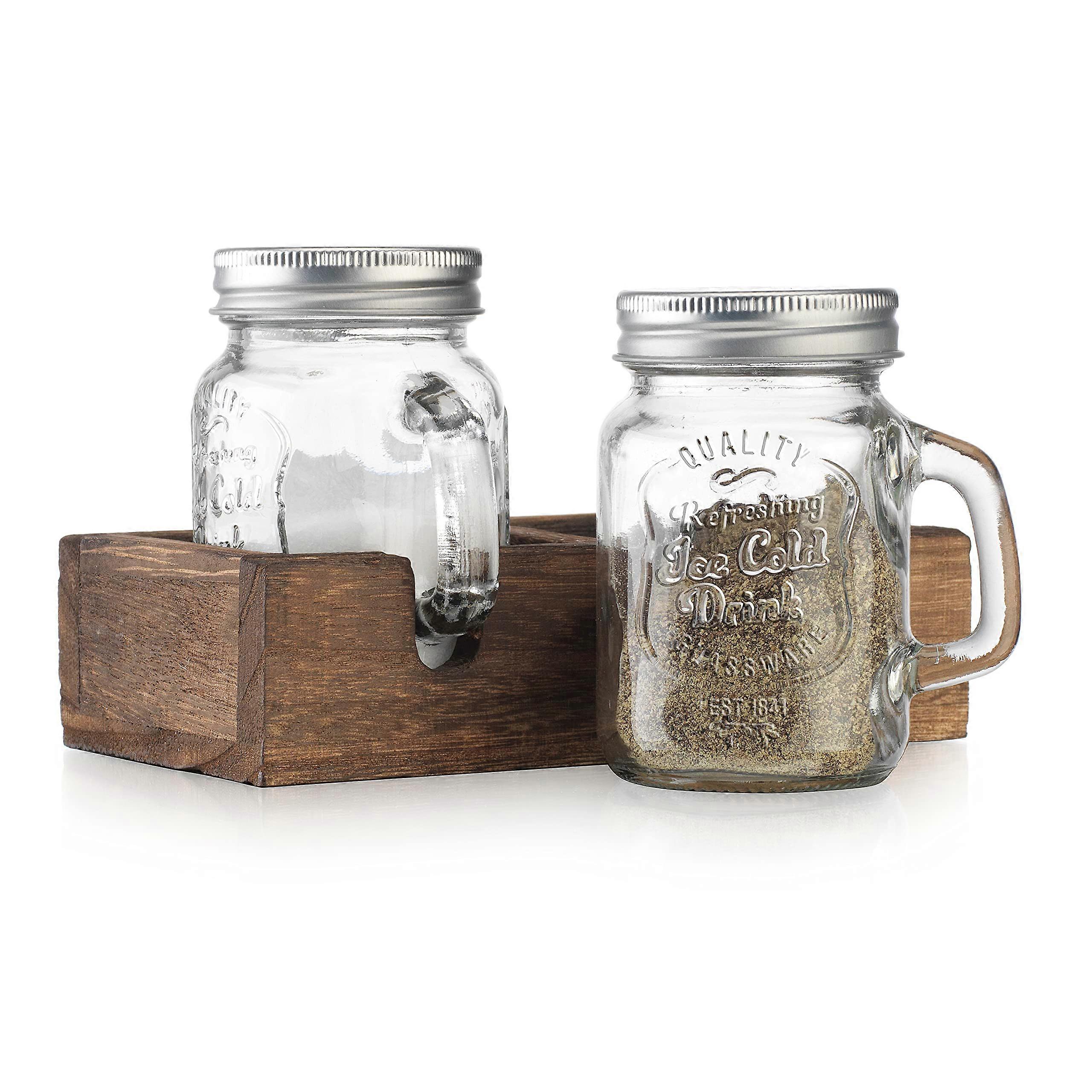 Mason Jar Salt and Pepper Shakers Set