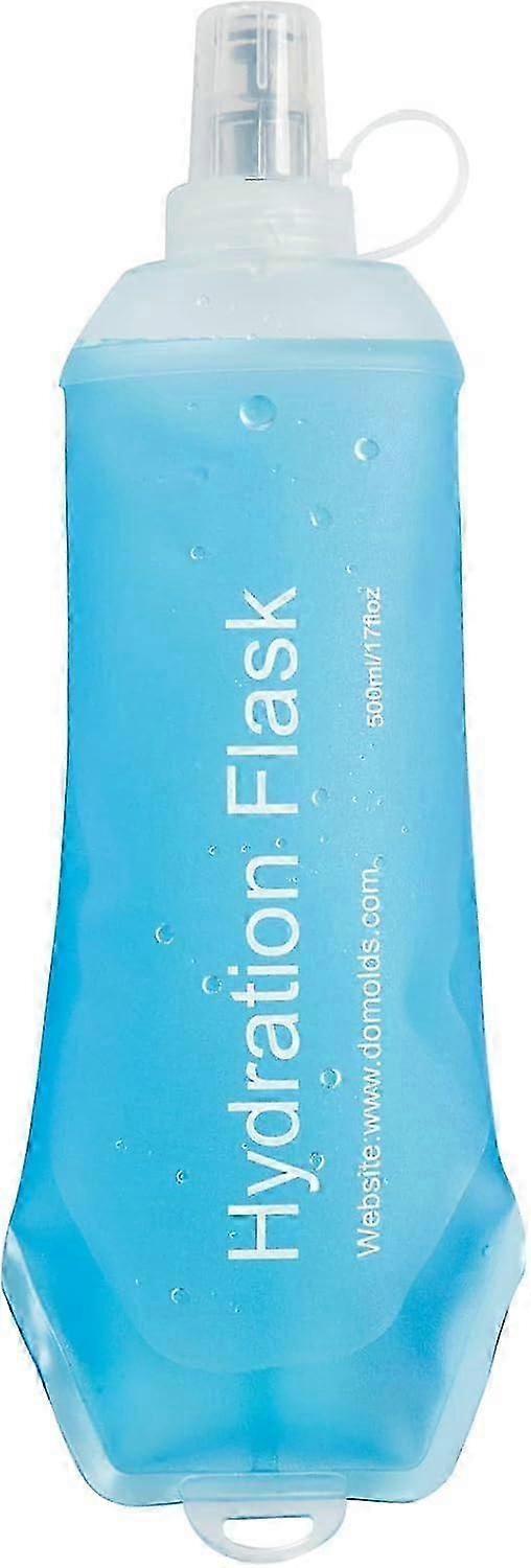 500ML Soft Flask Water Bottles,TPU Collapsible Hydration Flask, for Hydration Pack Hiking Cycling Climbing,Blue