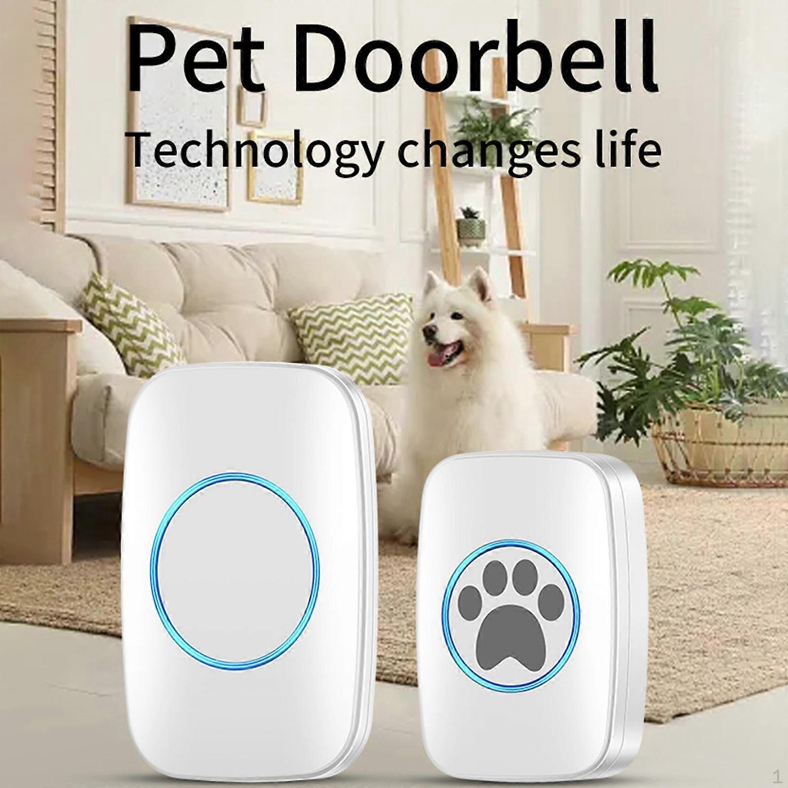 Wireless Dog Door Bell Operating at 984 Ft Touch Button for Potty White