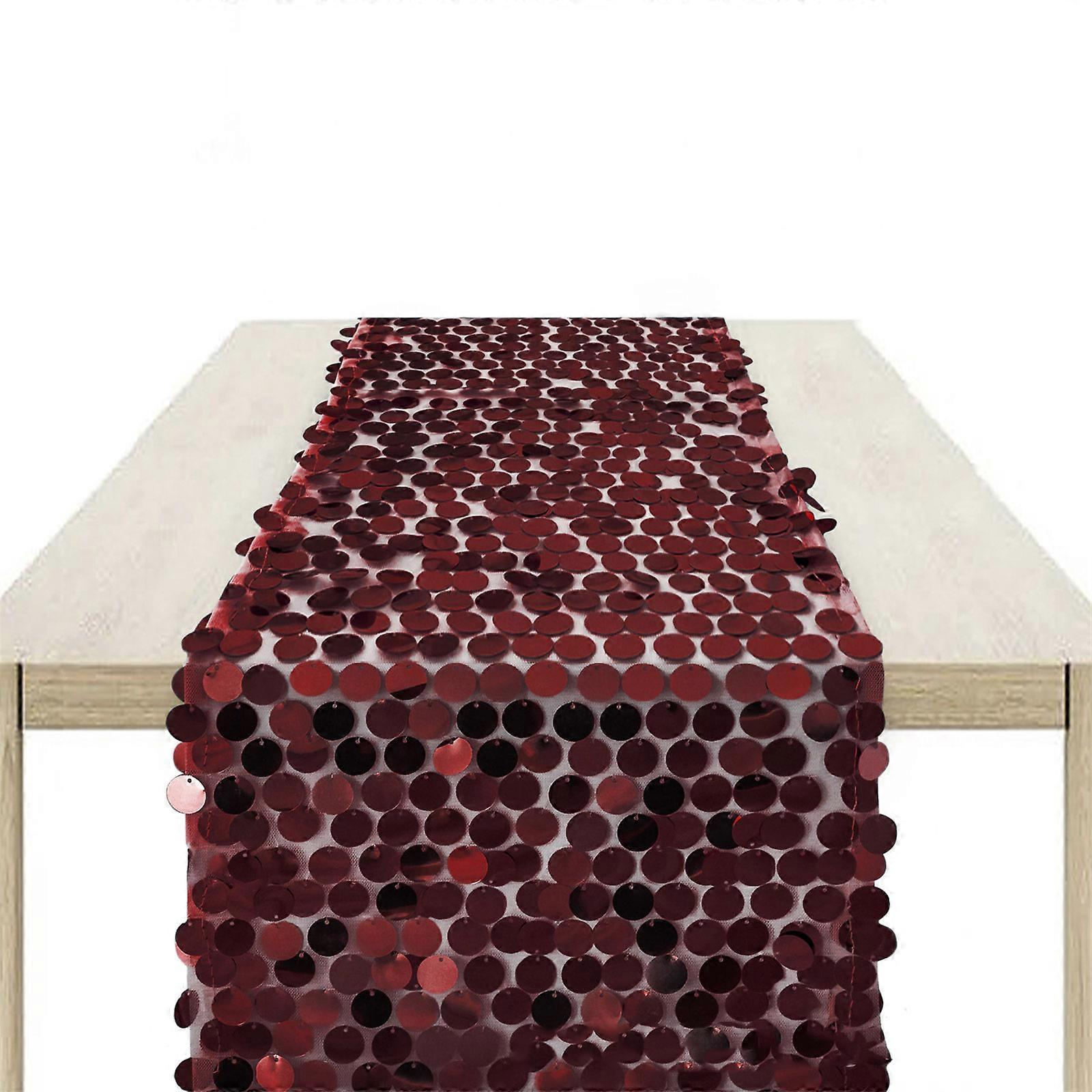 Luxurious Sequins Table Runner Rectangle Tablecloth Perfect for Underwater Themed Parties Glitters Table Decorations  Burgundy