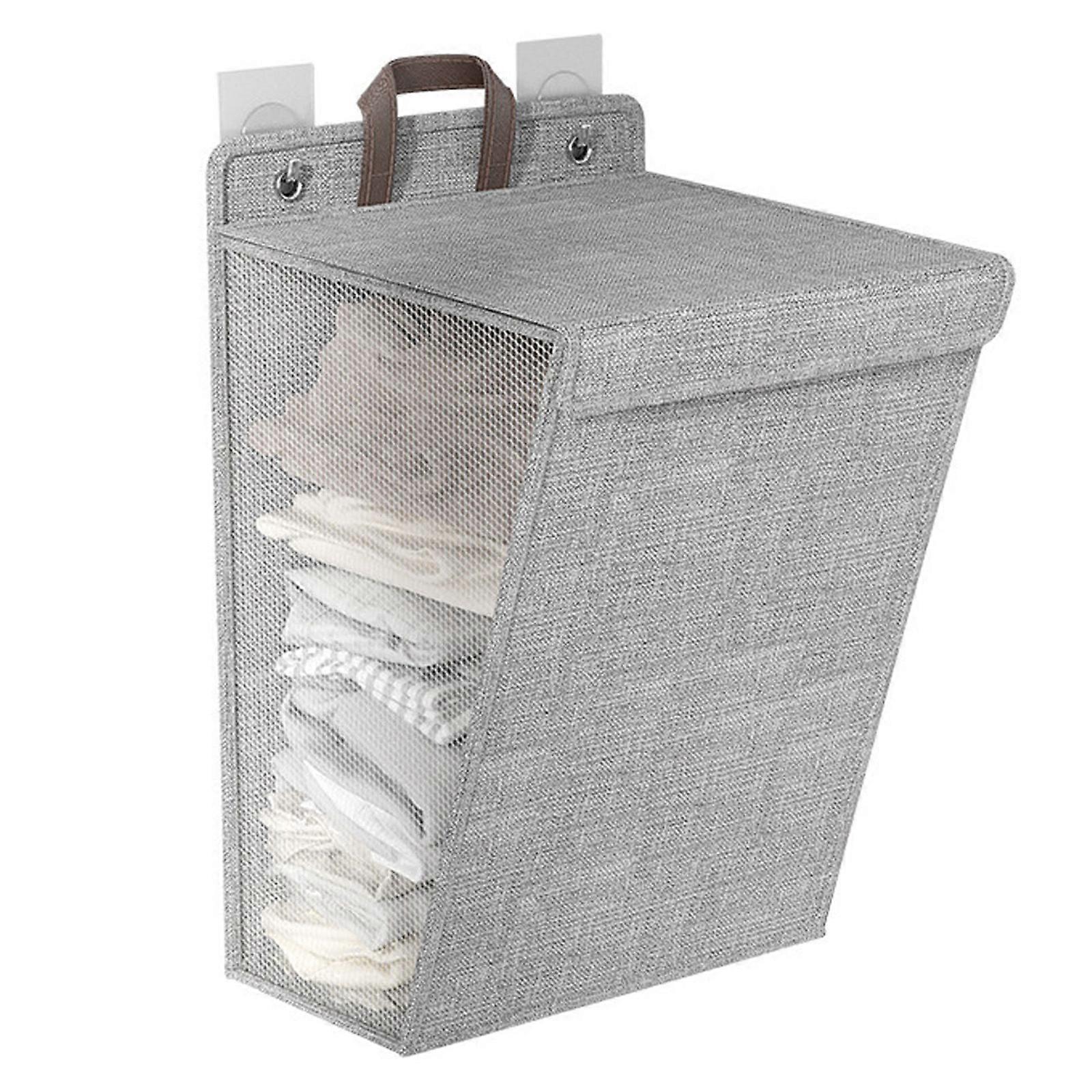 Practical Cloth Storage Bag Convenient and Soft Hangings Storage Hampers Handy Container for Bedroom and Laundry Room M Gray