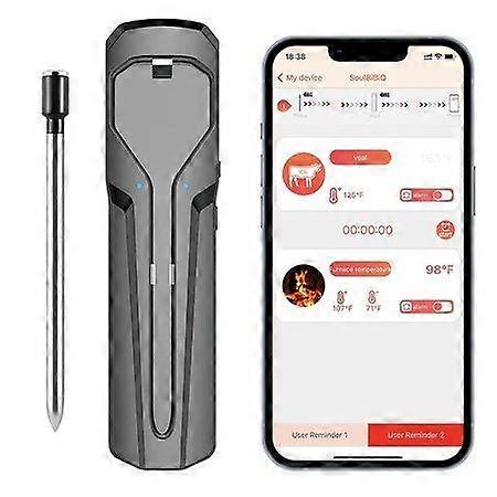 Termometro per carne wireless Bluetooth con controllo intelligente tramite app: monitoraggio della temperatura ricaricabile, impermeabile e accurato per barbecue, forno, grill e s