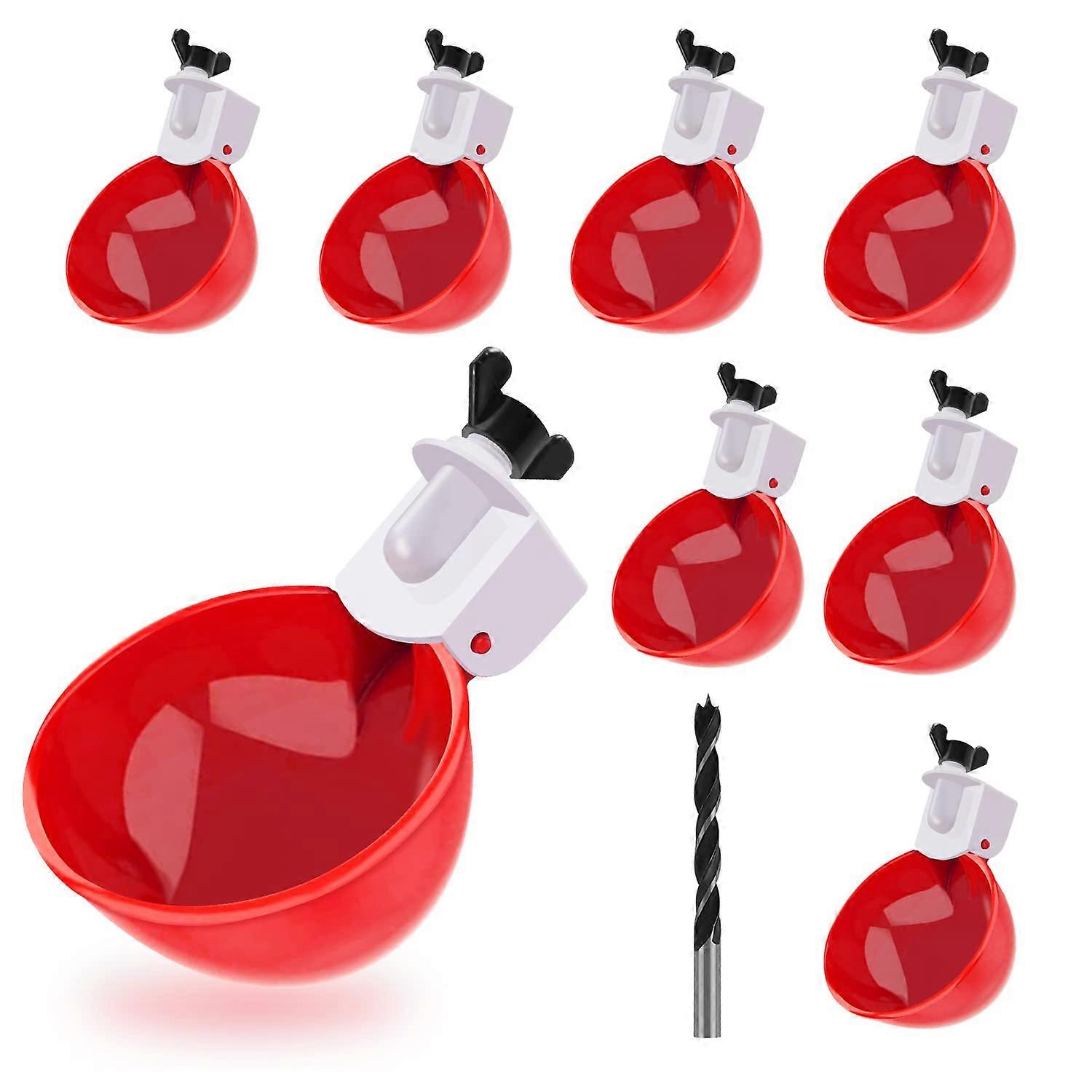 8 Packs Large Chicken Waterer Cups for Ducks - Durable Plastic, Easy Mounting, Ideal for Poultry and Waterfowl Feeding