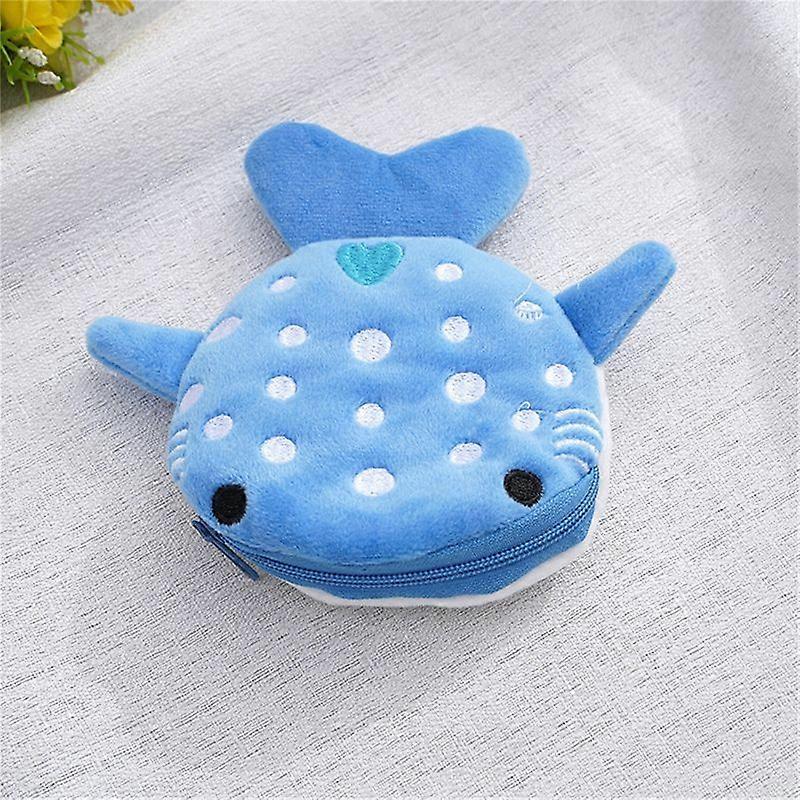 Kawaii Dolphin Shark Cartoon Plush Coin Purse Portable Kids Wallet Coin Organizer Zipper Lock Gift for Children