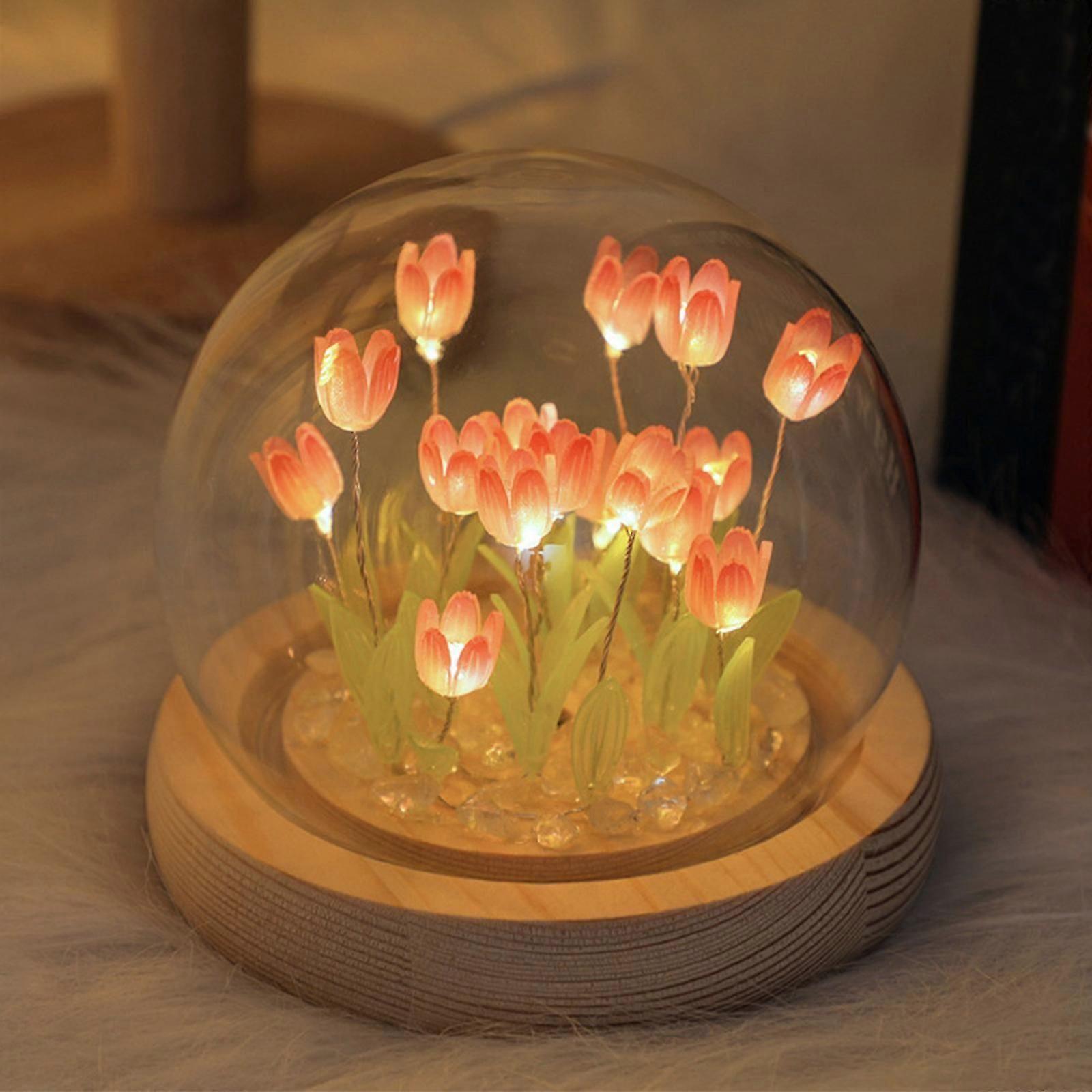 Creative Pink Tulip Night Light - LED Battery Version