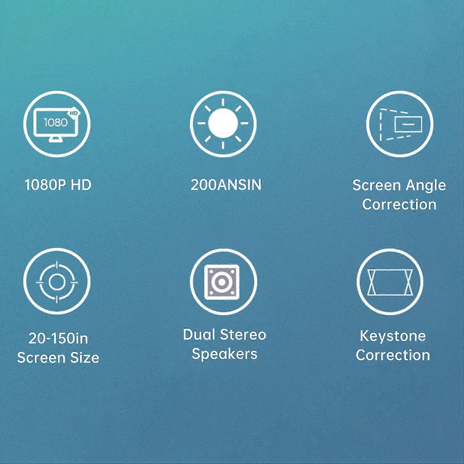 Portable Projector 1080P Movie Projectors 30000hrs Lamp Life Support 150inches Display Technique Bui