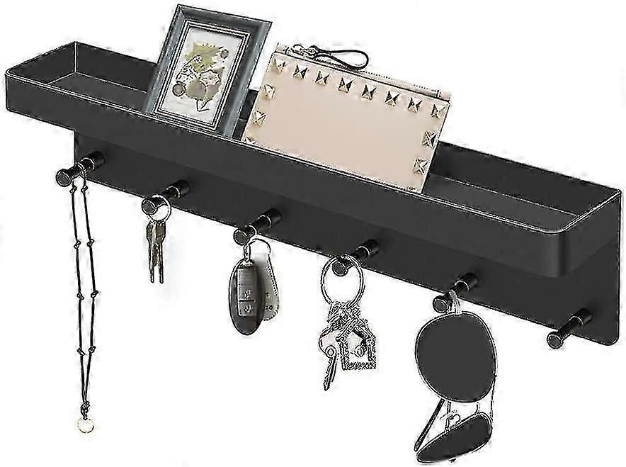 Key Holder / Wall Organizer Key Rack Black / Key Shelf / Hook Rail With Shelf /