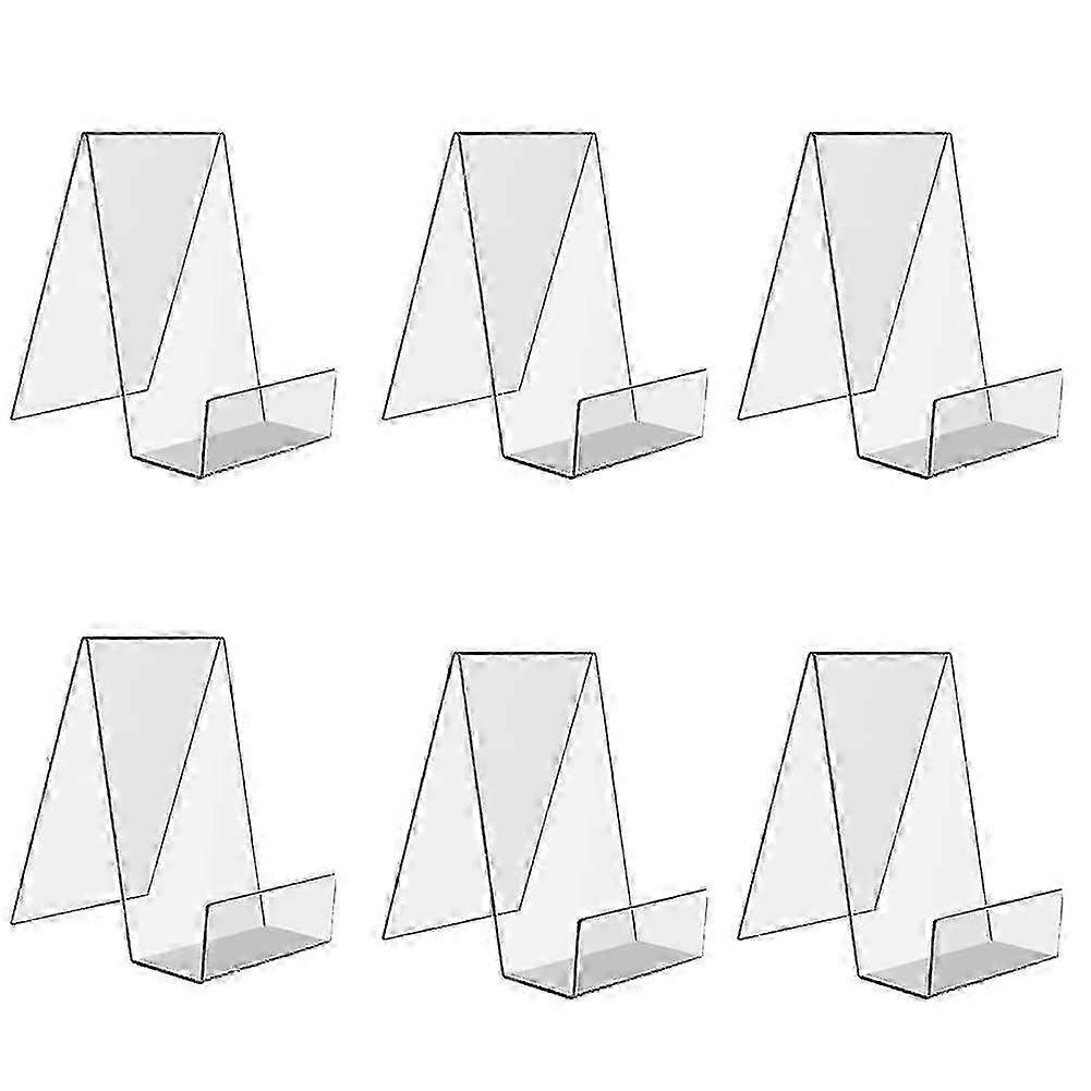 6-Pack Clear Acrylic Book Stands for Display - Transparent Shelves
