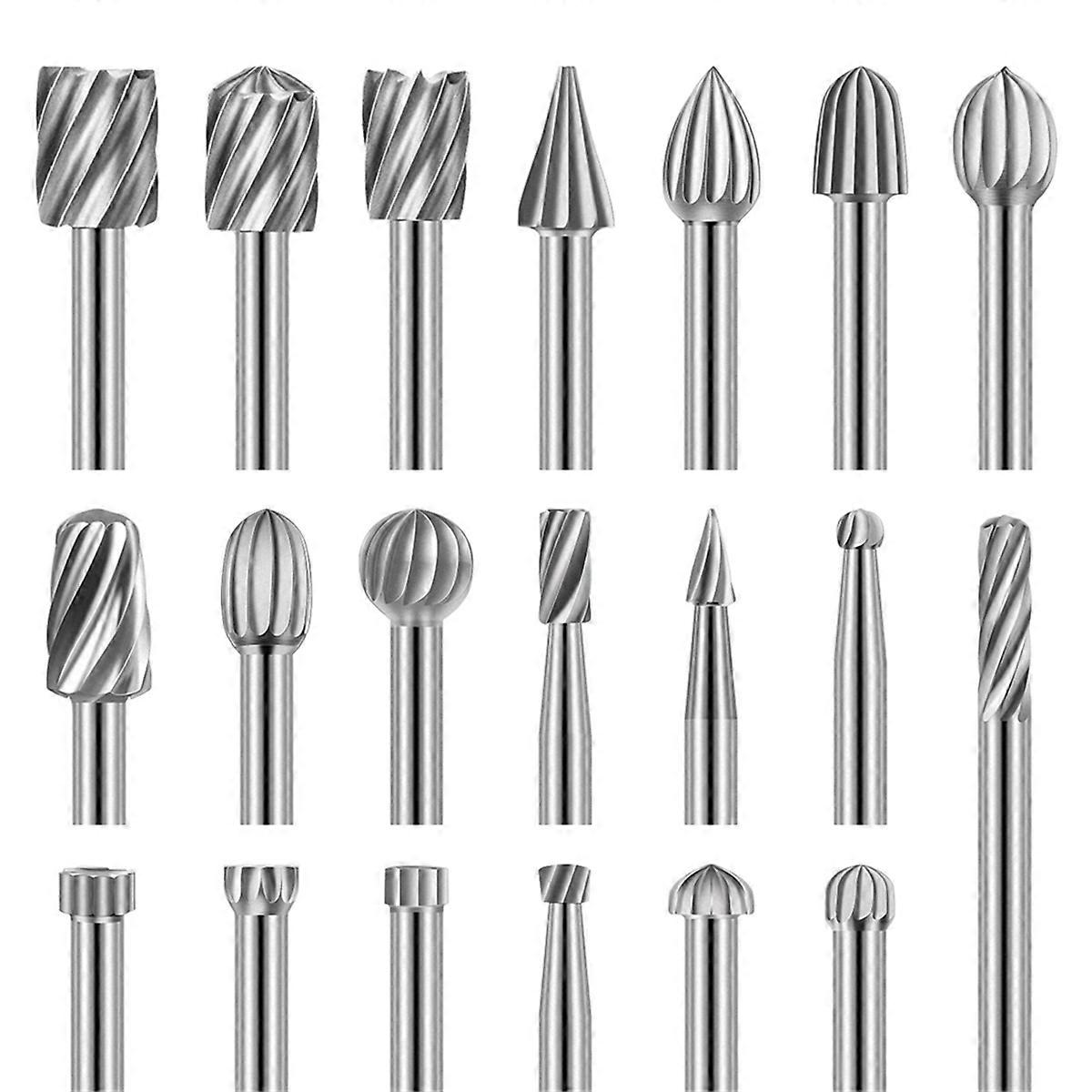 Engraving Router Bit Carving Bits, 20 PCS Rotary Tool Accessories Rotary Bits Burr Set