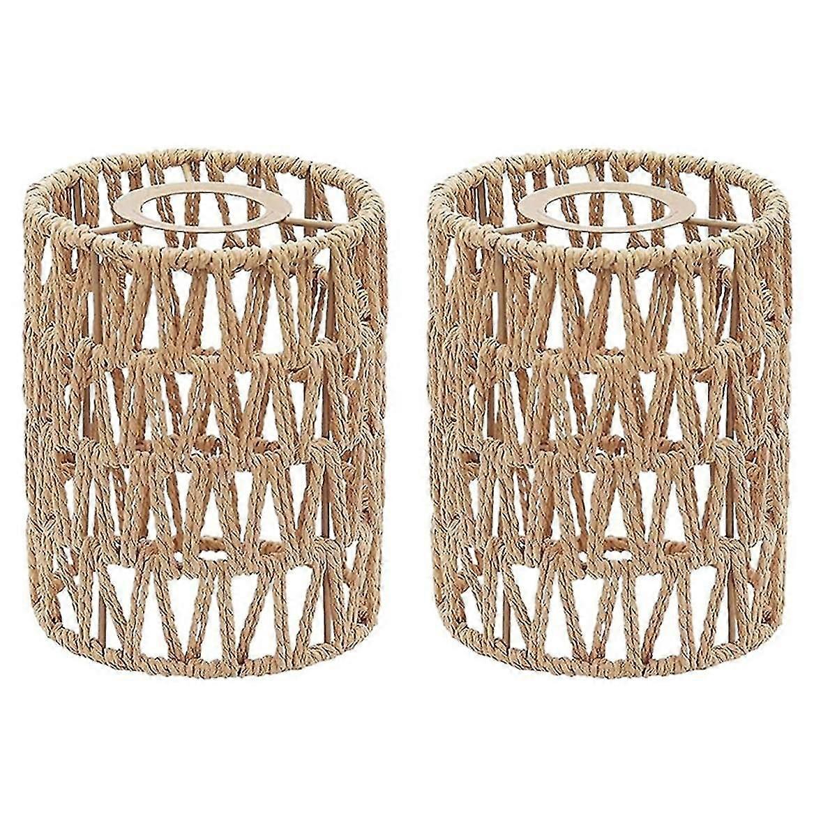 2Pack Rattan lampe skygge, 5,9 x 5 tommers håndvevde lampe skjermer erstatning for gulvlamper, anheng lys