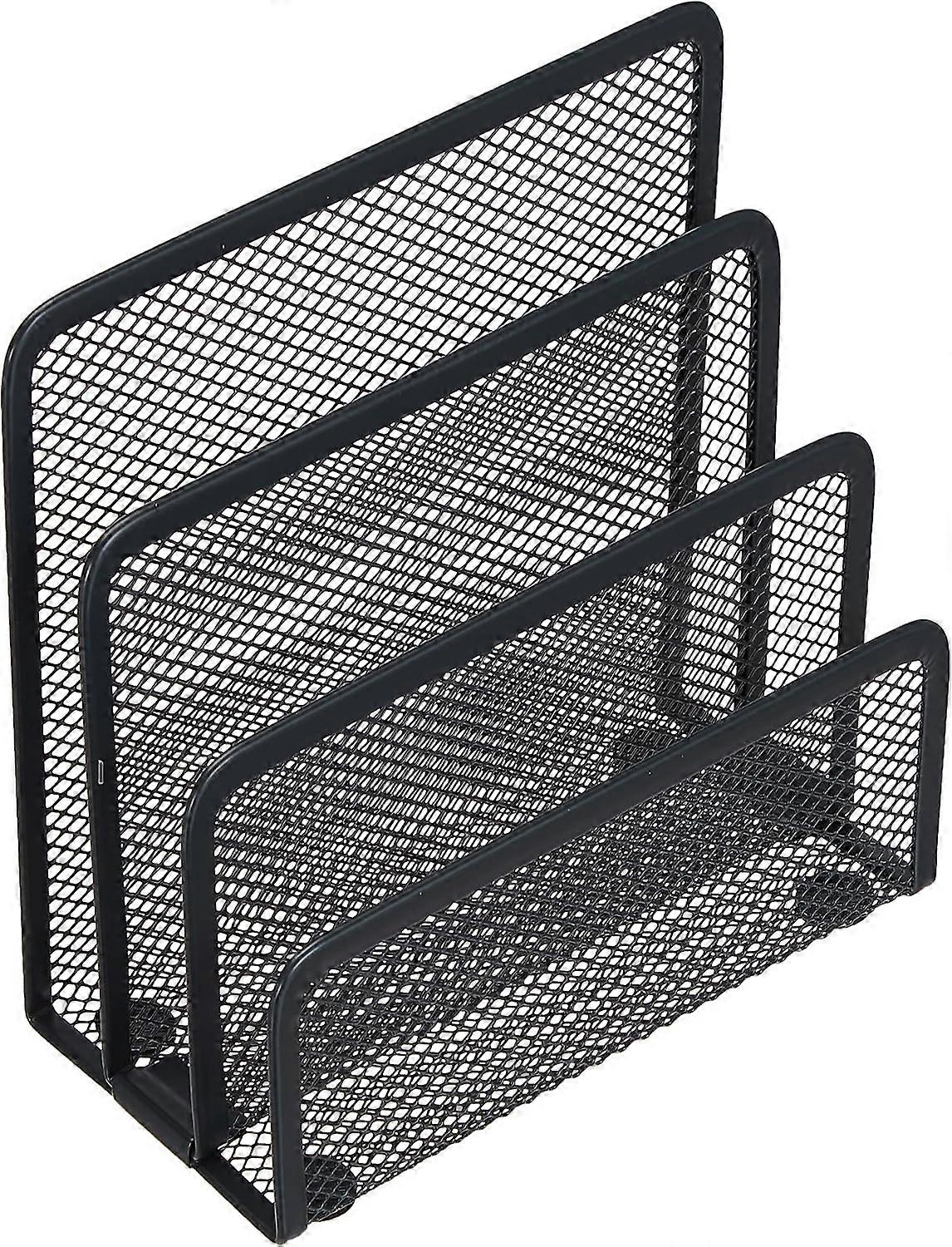 Anthracite Metal Desk Mail Organizer With Non-slip Base, Industrial Design For Organizing Documents In Style, Hollow Structure Ensures Dryness And