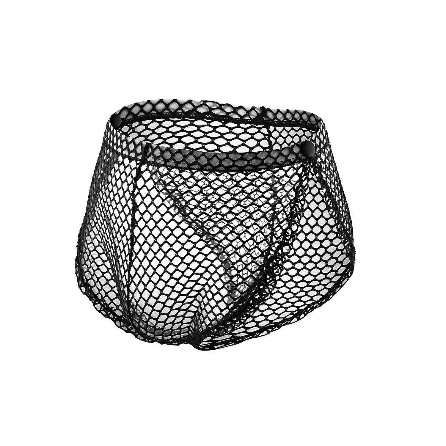 Men Sheer Lingerie Fishnet Underwear Side Split Boxer Mesh Underpants Hollow Shorts See Through Pan