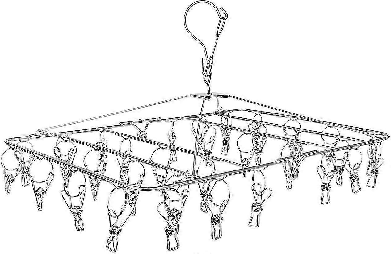 Clothes Drying Rack, 52 Clips Stainless Steel Laundry Drying Rack Folding Hanger