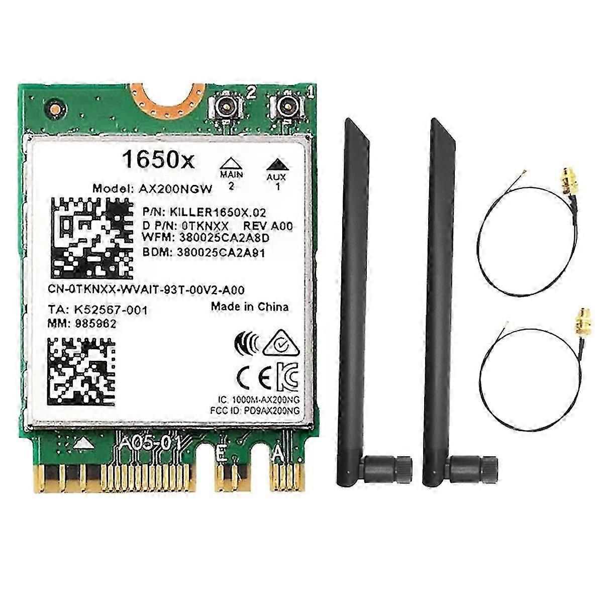 For 1650X WiFi Card+2X8DB Antenna AX200NGW 3000Mbps 2.4G 5G WiFi 6+BT 5.1 Gigabit Wireless Network
