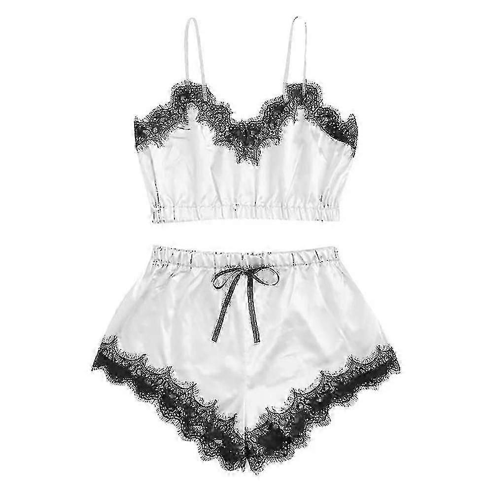 Shanghai Yangxin Femmes Dentelle Soie Satin Cami Vest Top Shorts Pyjamas Pjs Lingerie Set Sleepwear