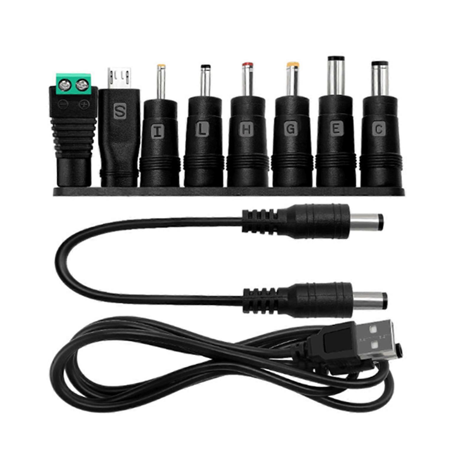 Universal USB To DC5521 Power Cable Equipped With 8 Adapters For Seamlessly Device Charging Solution DC5.5x2.5 DC5.5x2.1