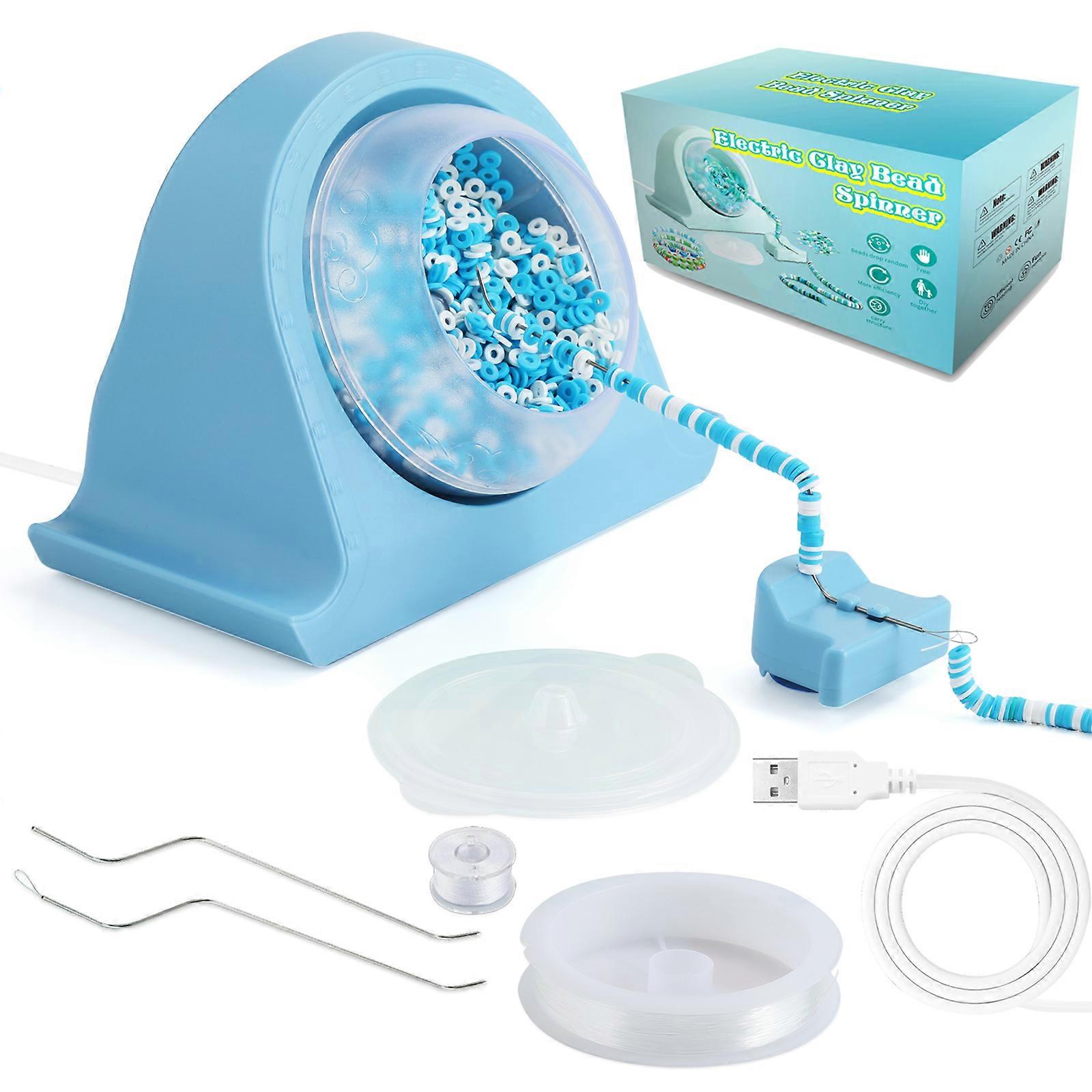 Bead Stringing Bowl Set Adjustable Speed Bead Threading Device Electric Beads Spinner Tool Automatic Bracelet Maker  Blue