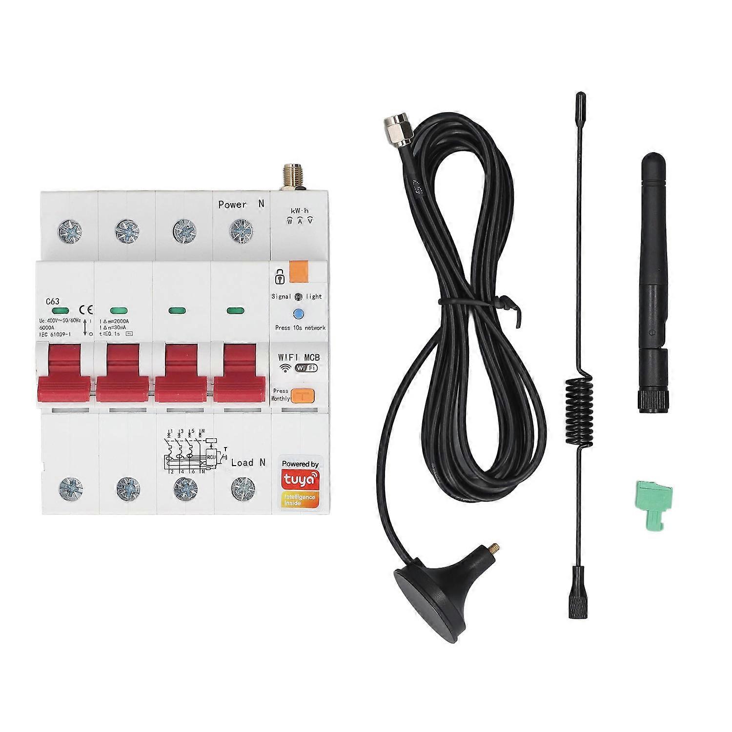 Smart Metering Circuit Breaker 4P 63A APP Remote Control WiFi Circuit Breaker with Timer Switch AC40