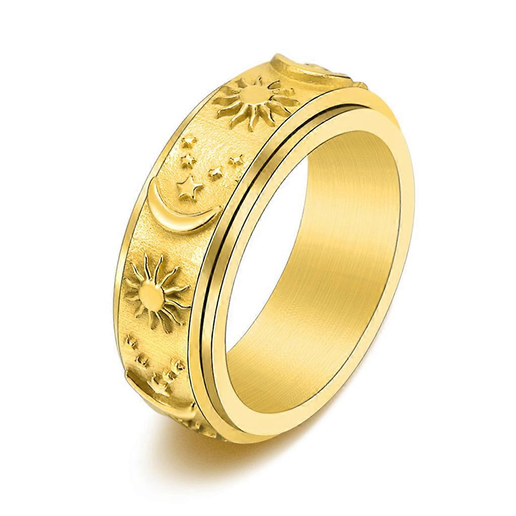 Practical Rotating Ring for Titanium Steel Band Rings Spinner Ring for Men Women Personalized Engrave Moon Star for Sun