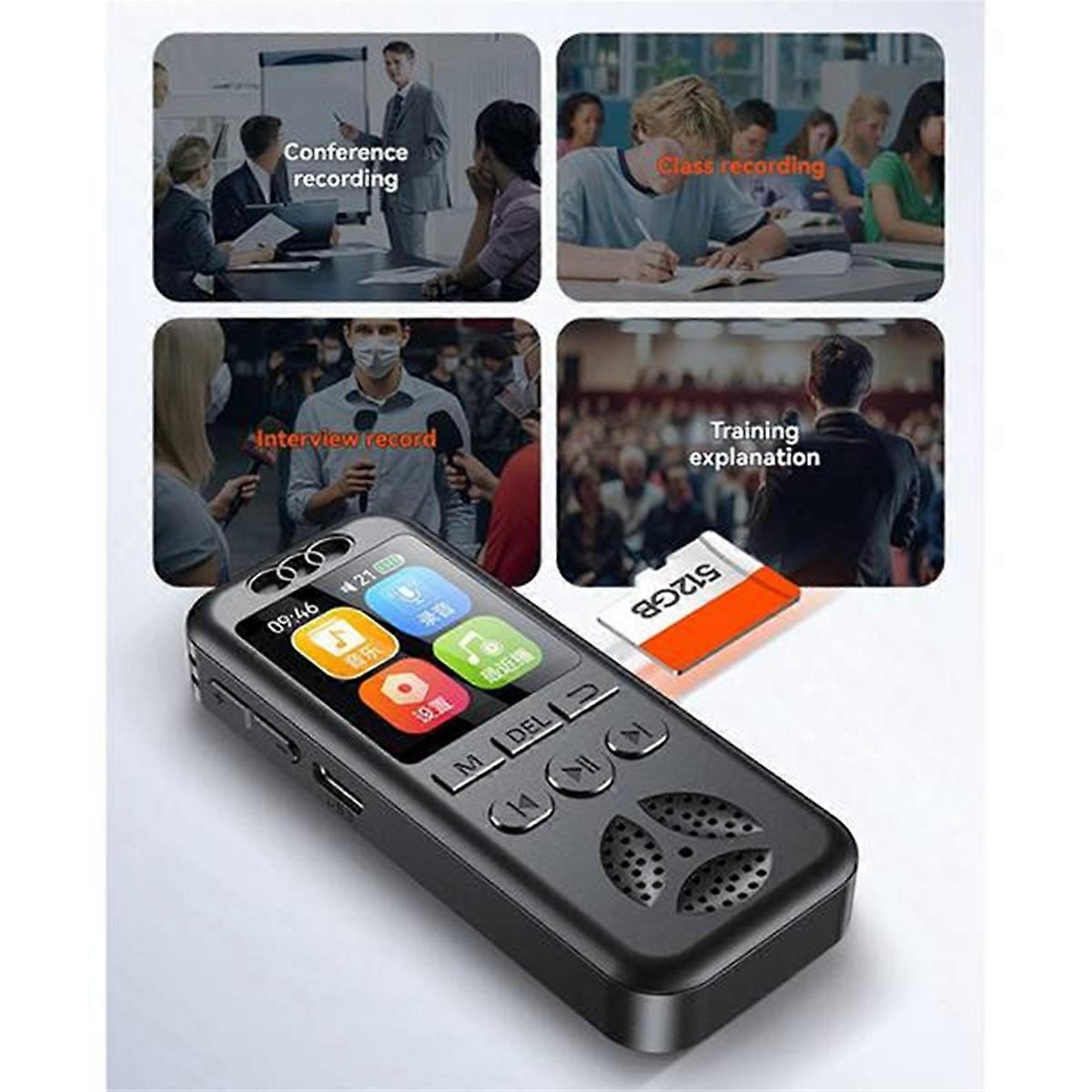 Digital Voice Recorder MP3 Player HD Noise Reduction WAV Audio Player One-Button Portable Recording 